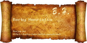 Berky Henrietta névjegykártya